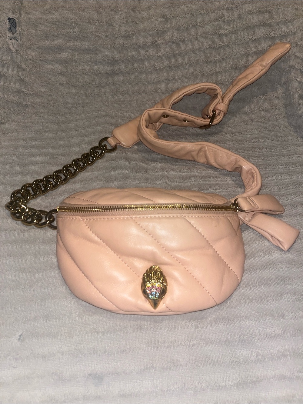 Small Kensington Soft Quilted Leather Belt Bag Pastel Pink Retails 215.
